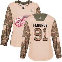 Women's Adidas Detroit Red Wings Sergei Fedorov White Away Jersey - Premier