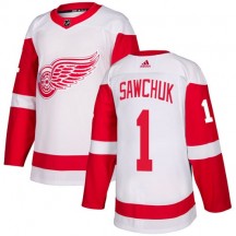 Youth Adidas Detroit Red Wings Terry Sawchuk White Away Jersey - Authentic