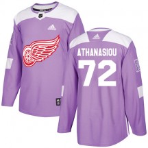 Men's Adidas Detroit Red Wings Andreas Athanasiou Purple Fights Cancer Practice Jersey - Authentic