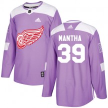 Men's Adidas Detroit Red Wings Anthony Mantha Purple Fights Cancer Practice Jersey - Authentic