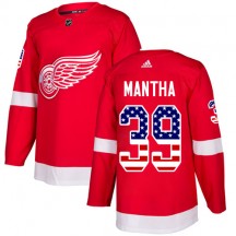 Men's Adidas Detroit Red Wings Anthony Mantha Red USA Flag Fashion Jersey - Authentic