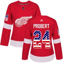 Women's Adidas Detroit Red Wings Bob Probert Red USA Flag Fashion Jersey - Authentic