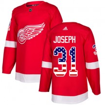 Youth Adidas Detroit Red Wings Curtis Joseph Red USA Flag Fashion Jersey - Authentic