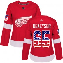 Women's Adidas Detroit Red Wings Danny DeKeyser Red USA Flag Fashion Jersey - Authentic