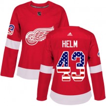 Women's Adidas Detroit Red Wings Darren Helm Red USA Flag Fashion Jersey - Authentic