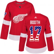 Women's Adidas Detroit Red Wings David Booth Red USA Flag Fashion Jersey - Authentic
