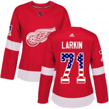 Women's Adidas Detroit Red Wings Dylan Larkin Red USA Flag Fashion Jersey - Authentic