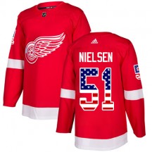 Men's Adidas Detroit Red Wings Frans Nielsen Red USA Flag Fashion Jersey - Authentic