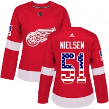 Women's Adidas Detroit Red Wings Frans Nielsen Red USA Flag Fashion Jersey - Authentic