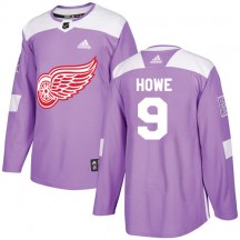 Men's Adidas Detroit Red Wings Gordie Howe Purple Fights Cancer Practice Jersey - Authentic