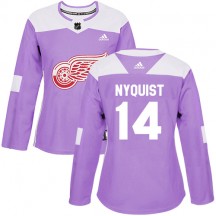 Women's Adidas Detroit Red Wings Gustav Nyquist Purple Fights Cancer Practice Jersey - Authentic