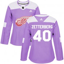 Women's Adidas Detroit Red Wings Henrik Zetterberg Purple Fights Cancer Practice Jersey - Authentic