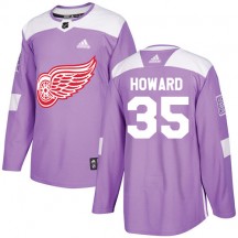 Men's Adidas Detroit Red Wings Jimmy Howard Purple Fights Cancer Practice Jersey - Authentic