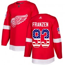 Men's Adidas Detroit Red Wings Johan Franzen Red USA Flag Fashion Jersey - Authentic