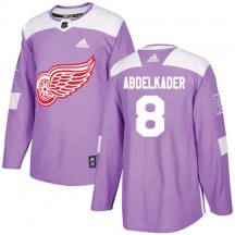 Men's Adidas Detroit Red Wings Justin Abdelkader Purple Fights Cancer Practice Jersey - Authentic