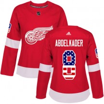 Women's Adidas Detroit Red Wings Justin Abdelkader Red USA Flag Fashion Jersey - Authentic