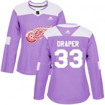 Women's Adidas Detroit Red Wings Kris Draper Purple Fights Cancer Practice Jersey - Authentic