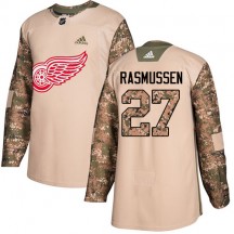 Youth Adidas Detroit Red Wings Michael Rasmussen Camo Veterans Day Practice Jersey - Authentic