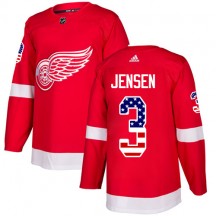 Men's Adidas Detroit Red Wings Nick Jensen Red USA Flag Fashion Jersey - Authentic