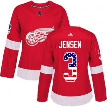 Women's Adidas Detroit Red Wings Nick Jensen Red USA Flag Fashion Jersey - Authentic