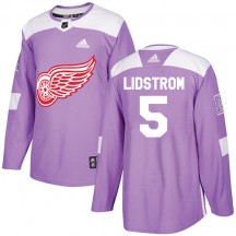 Men's Adidas Detroit Red Wings Nicklas Lidstrom Purple Fights Cancer Practice Jersey - Authentic