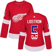 Women's Adidas Detroit Red Wings Nicklas Lidstrom Red USA Flag Fashion Jersey - Authentic