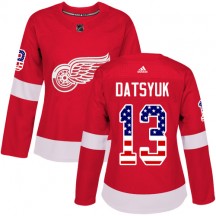 Women's Adidas Detroit Red Wings Pavel Datsyuk Red USA Flag Fashion Jersey - Authentic