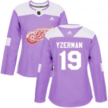 Women's Adidas Detroit Red Wings Steve Yzerman Purple Fights Cancer Practice Jersey - Authentic