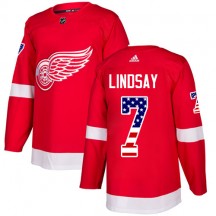 Men's Adidas Detroit Red Wings Ted Lindsay Red USA Flag Fashion Jersey - Authentic