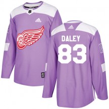 Youth Adidas Detroit Red Wings Trevor Daley Purple Fights Cancer Practice Jersey - Authentic