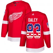 Youth Adidas Detroit Red Wings Trevor Daley Red USA Flag Fashion Jersey - Authentic
