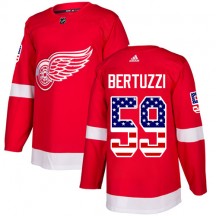 Men's Adidas Detroit Red Wings Tyler Bertuzzi Red USA Flag Fashion Jersey - Authentic