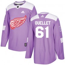 Men's Adidas Detroit Red Wings Xavier Ouellet Purple Fights Cancer Practice Jersey - Authentic