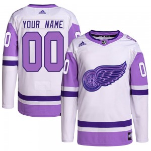 Youth Adidas Detroit Red Wings Custom White/Purple Custom Hockey Fights Cancer Primegreen Jersey - Authentic