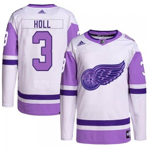 Youth Adidas Detroit Red Wings Justin Holl White/Purple Hockey Fights Cancer Primegreen Jersey - Authentic