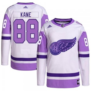 Youth Adidas Detroit Red Wings Patrick Kane White/Purple Hockey Fights Cancer Primegreen Jersey - Authentic