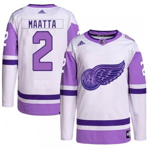 Youth Adidas Detroit Red Wings Olli Maatta White/Purple Hockey Fights Cancer Primegreen Jersey - Authentic