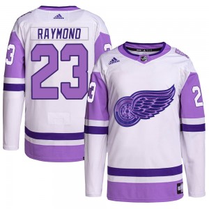 Youth Adidas Detroit Red Wings Lucas Raymond White/Purple Hockey Fights Cancer Primegreen Jersey - Authentic