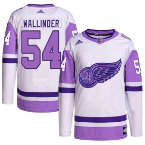 Youth Adidas Detroit Red Wings William Wallinder White/Purple Hockey Fights Cancer Primegreen Jersey - Authentic