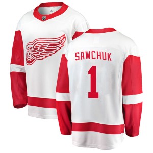Men's Fanatics Branded Detroit Red Wings Terry Sawchuk White Away Jersey - Breakaway