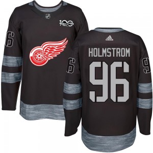Men's Detroit Red Wings Tomas Holmstrom Black 1917-2017 100th Anniversary Jersey - Authentic