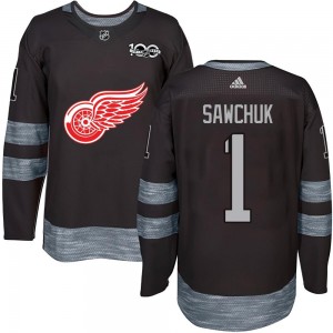 Youth Detroit Red Wings Terry Sawchuk Black 1917-2017 100th Anniversary Jersey - Authentic