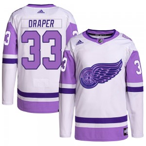 Men's Adidas Detroit Red Wings Kris Draper White/Purple Hockey Fights Cancer Primegreen Jersey - Authentic