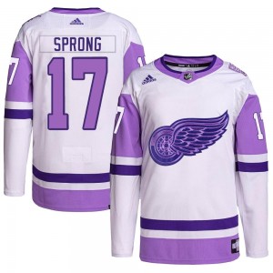 Men's Adidas Detroit Red Wings Daniel Sprong White/Purple Hockey Fights Cancer Primegreen Jersey - Authentic