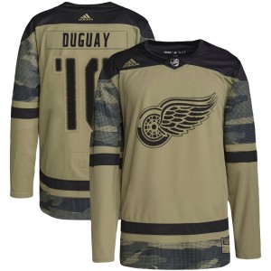 Men's Adidas Detroit Red Wings Ron Duguay Camo Military Appreciation Practice Jersey - Authentic