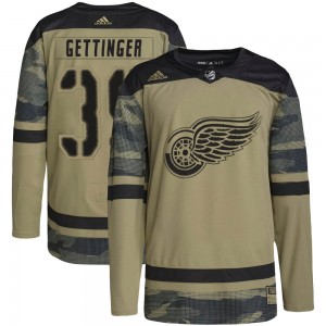 Men's Adidas Detroit Red Wings Tim Gettinger Camo Military Appreciation Practice Jersey - Authentic