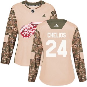 Women's Adidas Detroit Red Wings Chris Chelios Camo Veterans Day Practice Jersey - Authentic