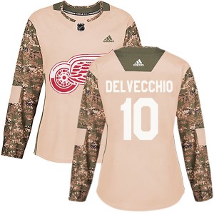 Women's Adidas Detroit Red Wings Alex Delvecchio Camo Veterans Day Practice Jersey - Authentic