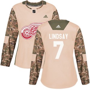Women's Adidas Detroit Red Wings Ted Lindsay Camo Veterans Day Practice Jersey - Authentic