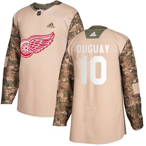Men's Adidas Detroit Red Wings Ron Duguay Camo Veterans Day Practice Jersey - Authentic